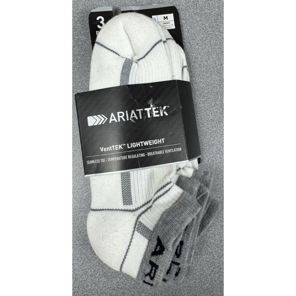 Ariat VentTEK VentTek Performance Size M 5-9 Socks Low Cut 3 Pairs White New